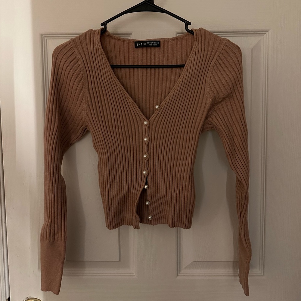 SHEIN Pearl Cardigan Sweater